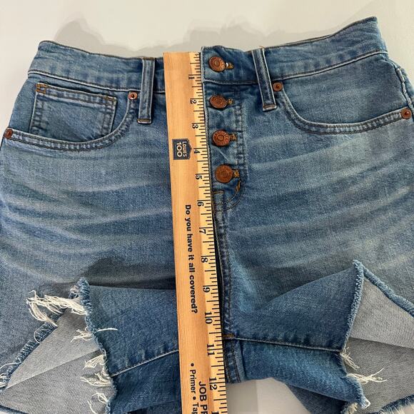 Madewell High Rise Button Fly Denim Shorts Frayed Hem Blue Women’s Sz 26 H6543 - Picture 7 of 8